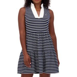 NEW Nautica Jeans Women's Stand Collar Sleeveless Tiered Dress (Navy, S)